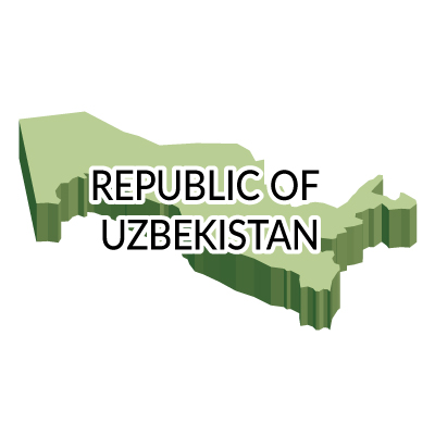 ウズベキスタン共和国無料フリーイラスト｜英語・立体(緑)